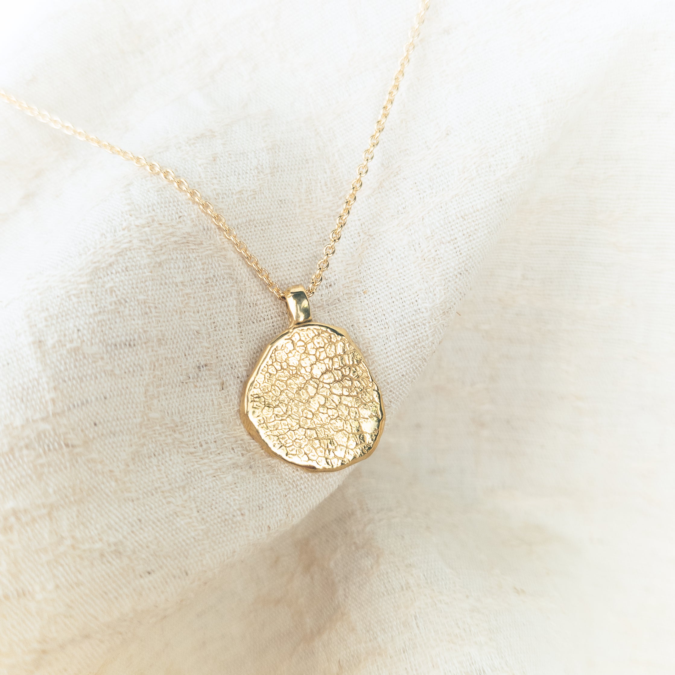 Persoonlijke MIRA hanger in verguld zilver met vingerafdruk of neusafdruk van hond, kat, konijn, paard, … met de hand gemaakt in België